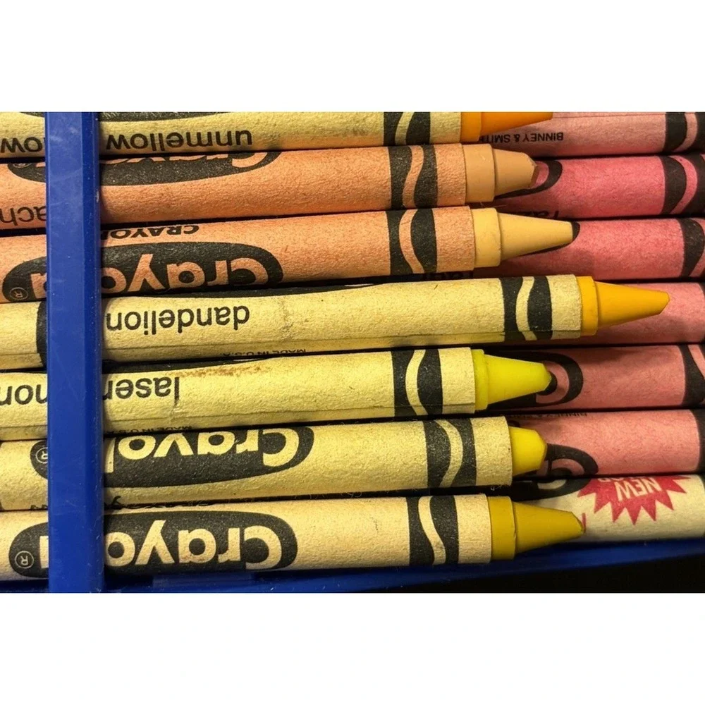 Vtg Crayola 96 Crayon Carrying Case Binney Smith Dandelion w/ Crayon Sharpener